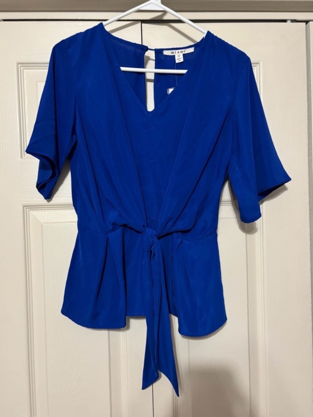 Blue Tie-Front Women's Blouse